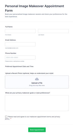 Personal Image Makeover Appointment Form Template