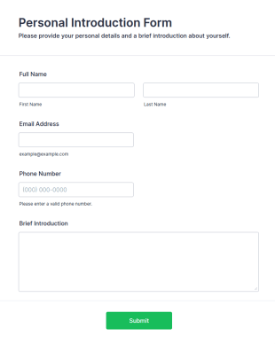Personal Introduction Form Template