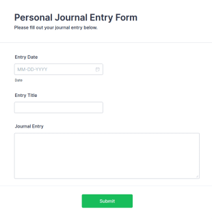 Personal Journal Entry Form Template