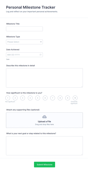 Personal Milestone Tracker Form Template