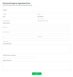 Personal Property Appraisal Form Template