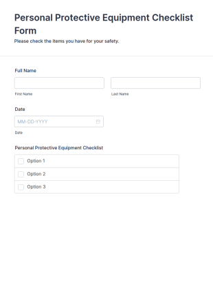 Personal Protective Equipment Checklist Form Template