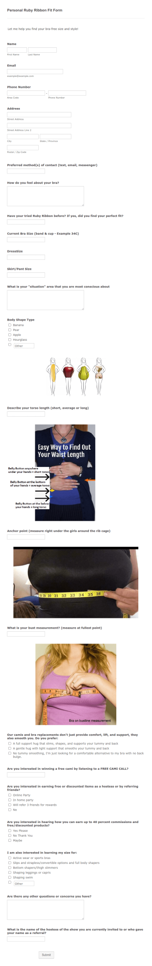 Personal Ruby Ribbon Fit Form Template