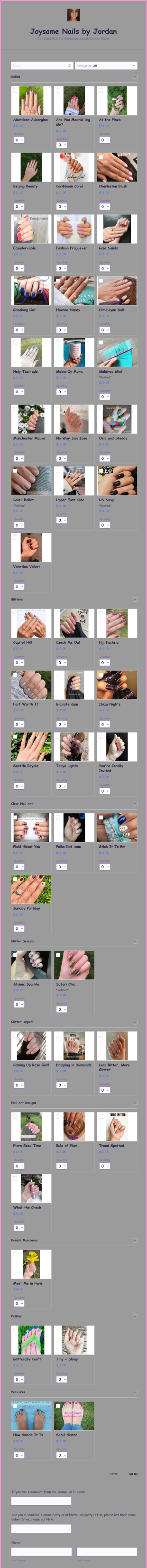 Personal Nail Strip Order Form Template