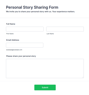 Personal Story Sharing Form Template