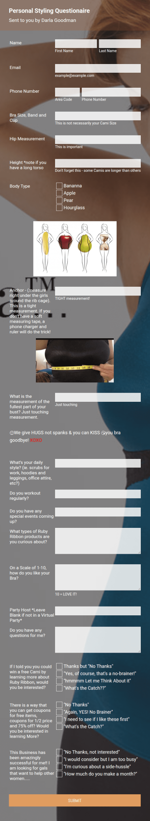 Personal Styling Questionaire Form Template