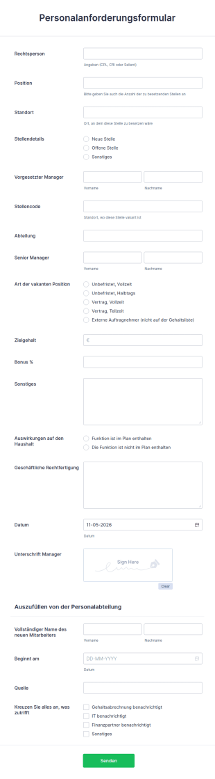 Personalanforderungsformular