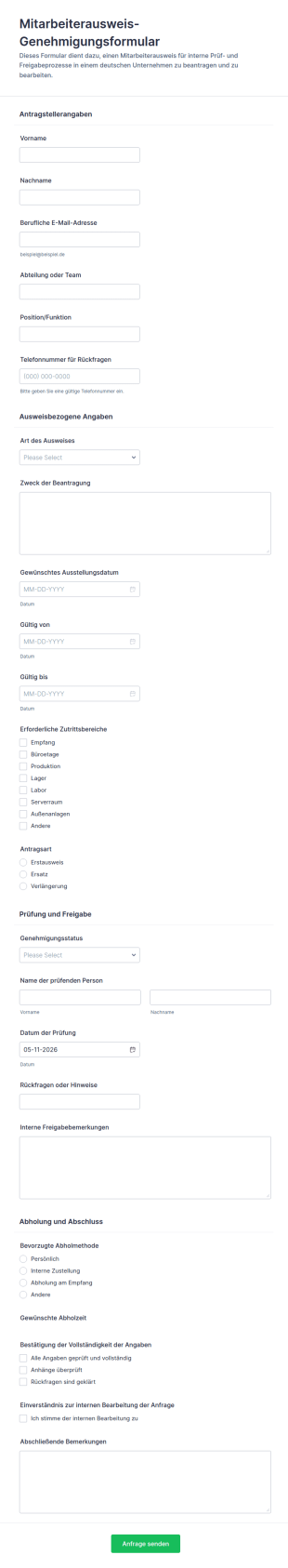 Personalausweis Genehmigungsformular