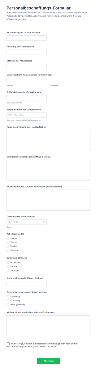 Personalbeschaffungs Formular