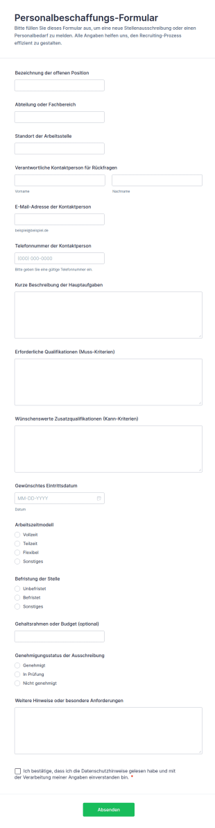 Personalbeschaffungs Formular