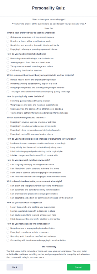 Personality Quiz Template