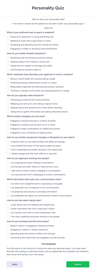 Personality Quiz Template