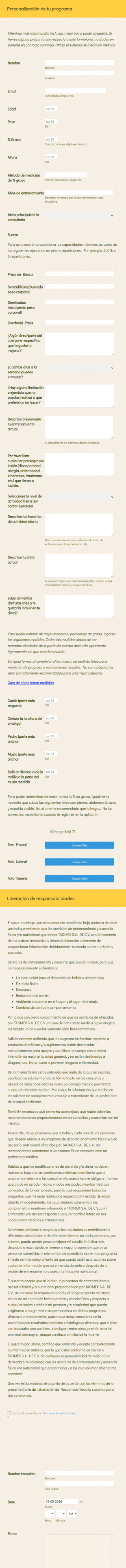 Personalización Programas Entrenamiento