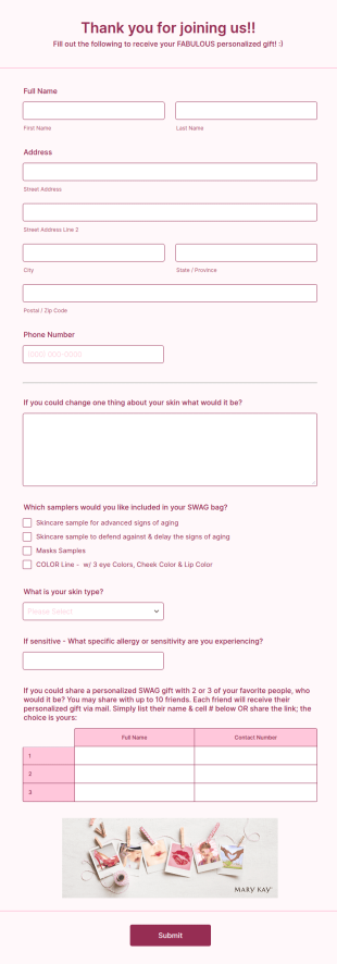 Personalized Gift Request Form Template