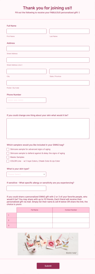 Personalized Gift Request Form Template