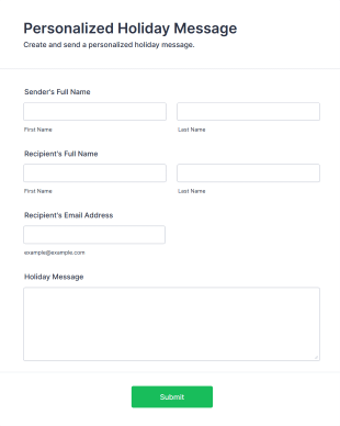 Personalized Holiday Message Form Template