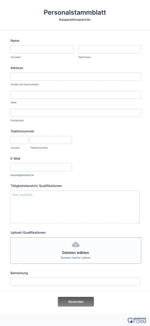Personalstammblatt (Kooperationspartner)
