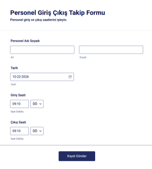 Personel Giriş Çıkış Takip Form Şablonu