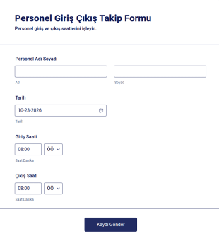 Personel Giriş Çıkış Takip Form Şablonu