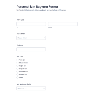 Personel İzin Başvuru Form Şablonu