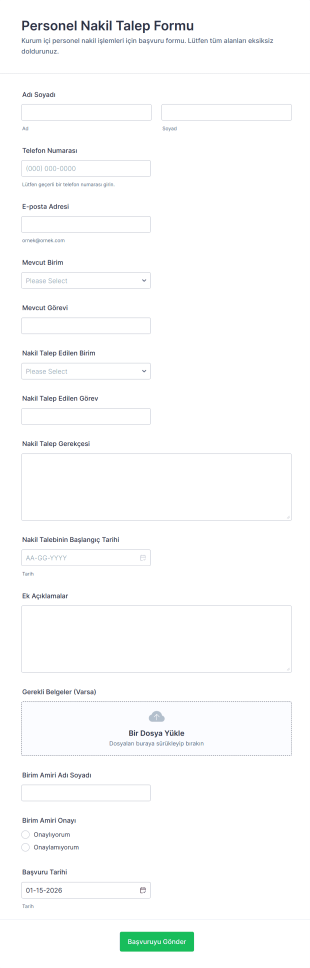 Personel Nakil Talep Form Şablonu