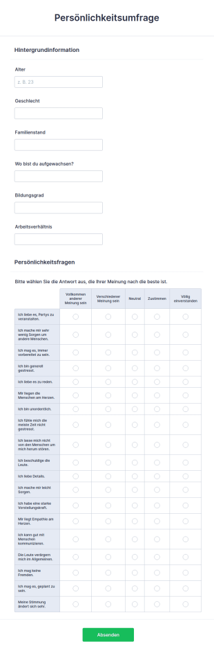 Persönlichkeitsumfrage