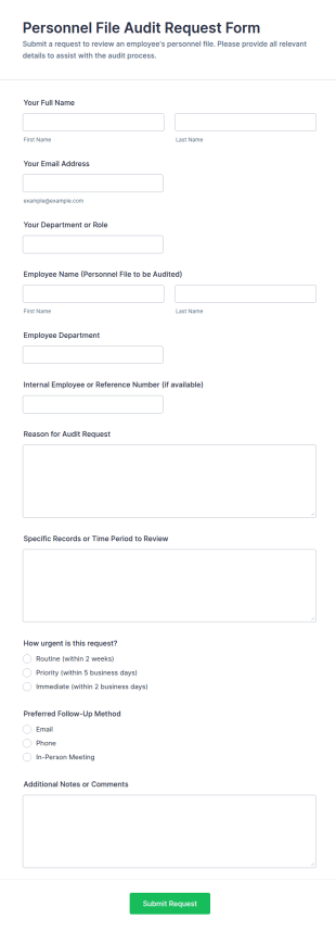 Personnel File Audit Request Form Template