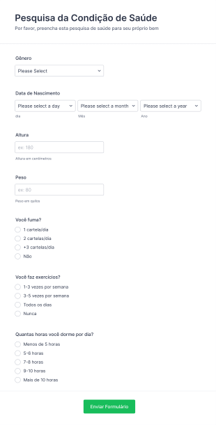 Pesquisa Da Condição De Saúde Atual Do Indivíduo Form Template