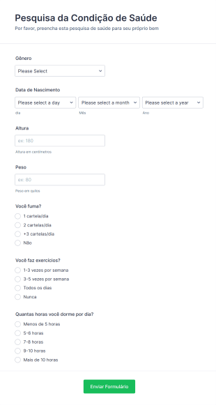 Pesquisa Da Condição De Saúde Atual Do Indivíduo