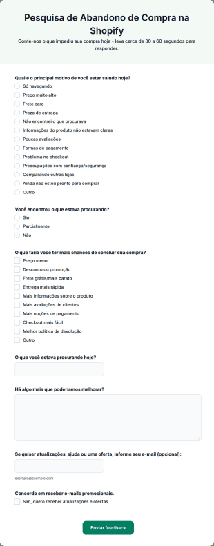 Pesquisa De Abandono De Compra Na Shopify