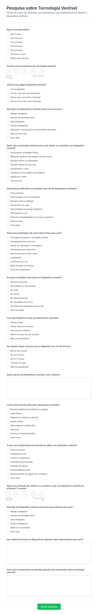 Pesquisa De Adoção De Tecnologia Vestível