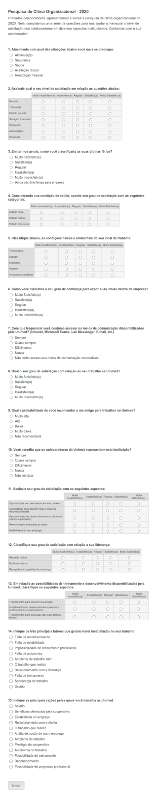 Pesquisa De Clima Organizacional 2020