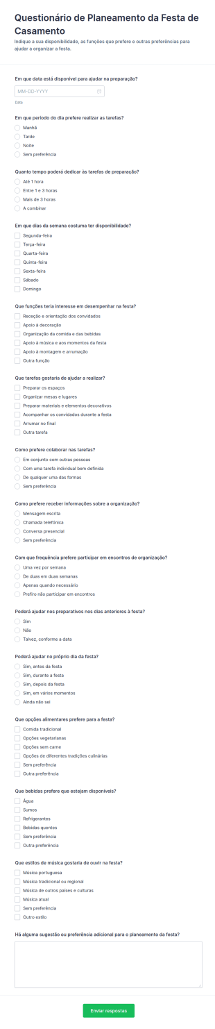 Pesquisa De Funções Na Festa De Casamento