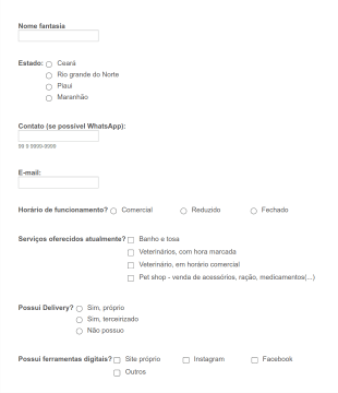 Pesquisa De Mercado Pet Form Template