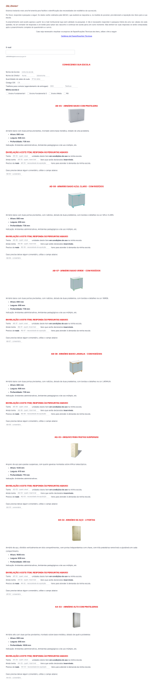 Pesquisa De Mobiliário Ano Letivo 2022 Form Template
