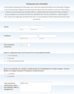 Pesquisa De Opinião_Escola De Tempo Integral