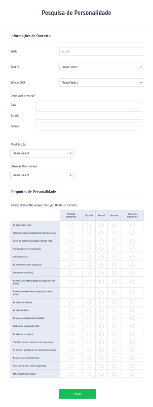 Pesquisa De Personalidade