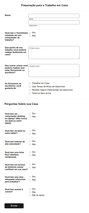 Pesquisa De Preparação Para O Trabalho A Partir De Casa Durante A COVID 19