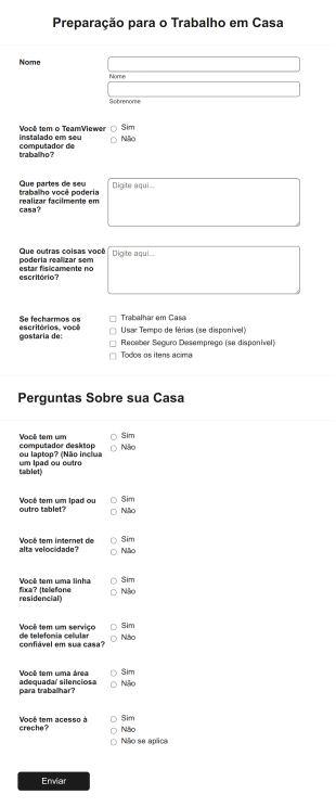 Pesquisa De Preparação Para O Trabalho A Partir De Casa Durante A COVID 19