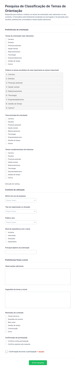 Pesquisa De Temas De Orientação