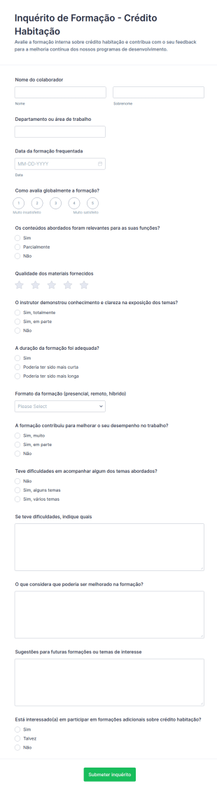 Pesquisa De Treinamento Para Colaboradores