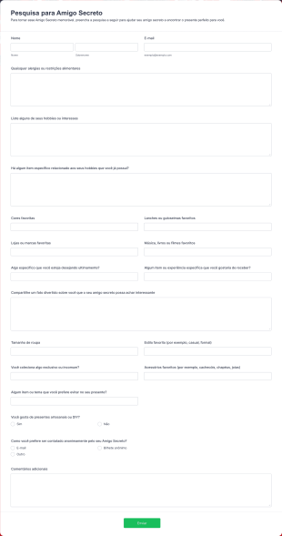 Pesquisa Para Amigo Secreto Form Template