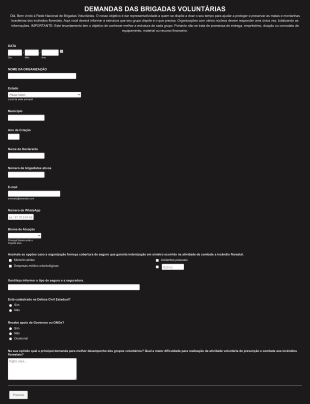 Pesquisa RNBV DEMANDAS MATERIAIS DAS BRIGADAS VOLUNTÁRIAS
