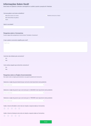 Pesquisa Sobre O Coronavírus E A Avaliação Da Resposta Dos Órgãos Governamentais Form Template