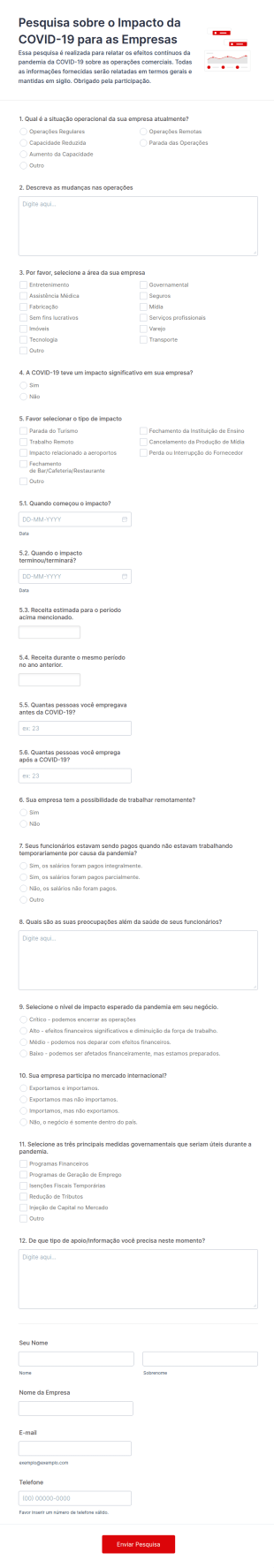 Pesquisa Sobre O Impacto Da COVID 19 Para As Empresas