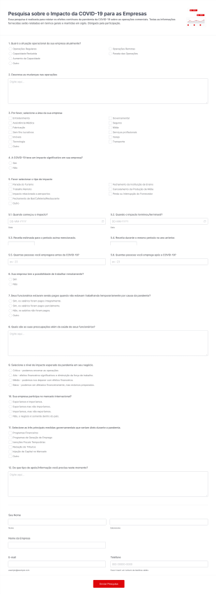 Pesquisa Sobre O Impacto Da COVID 19 Para As Empresas