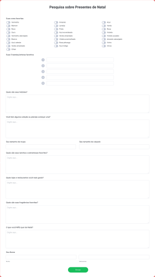 Pesquisa Sobre Presentes De Natal Form Template