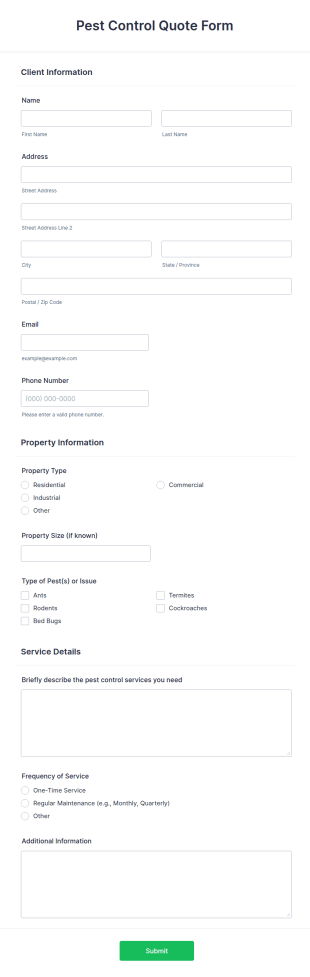 Pest Control Quote Form Template
