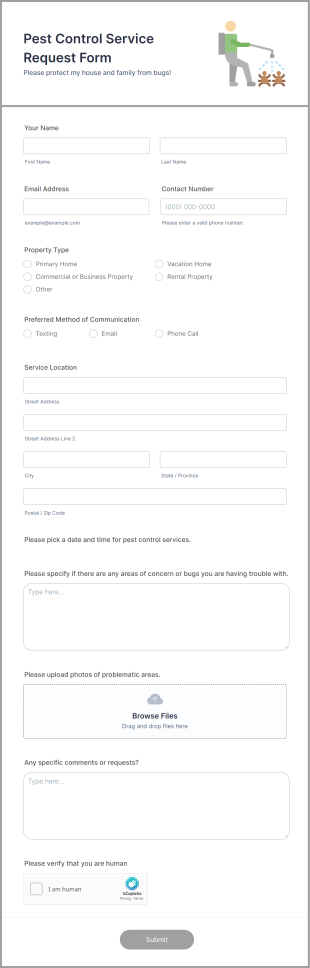 Pest Control Service Request Form Template