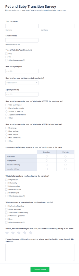 Pet And Baby Transition Form Template
